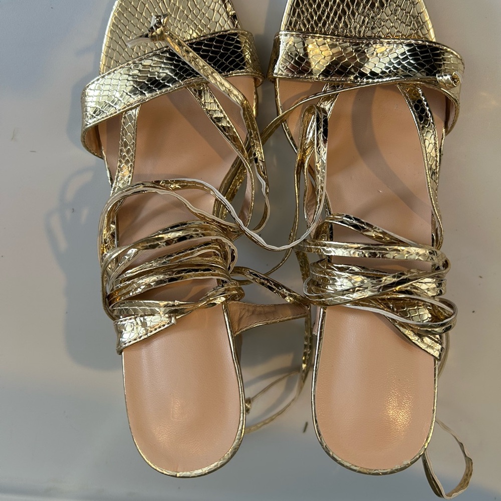 Gold Strappy Snakeskin Heel